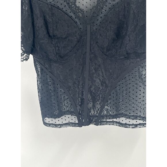 Express Sheer Black Swiss Dot Blouse Whimsigoth Fairy Dark Romantic Sz Large - Picture 3 of 6